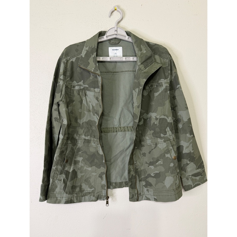 Old Navy Womens Camo Utility Field Jacket Green Medium Petite Gorpcore - Picture 4 of 11